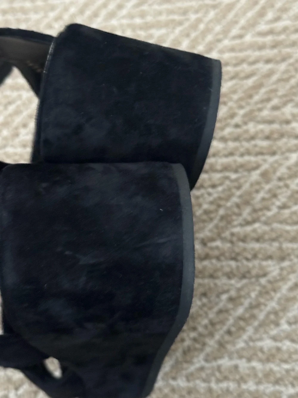 CHANEL Black Suede Slingback platform Sandals with rhinestone CC and Buckle